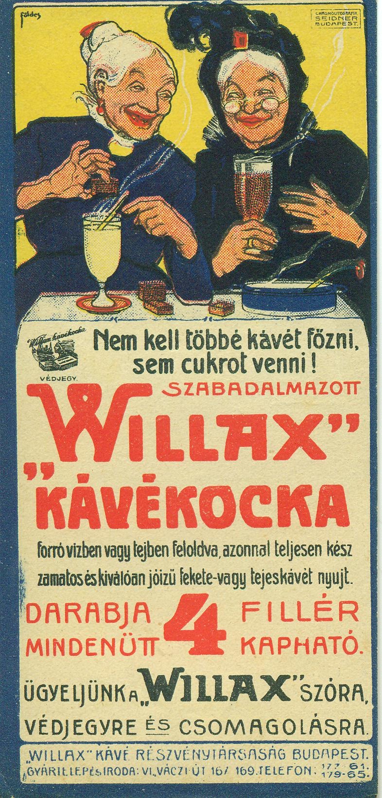 "Willax" kávékocka (Magyar Kereskedelmi és Vendéglátóipari Múzeum CC BY-NC-SA)