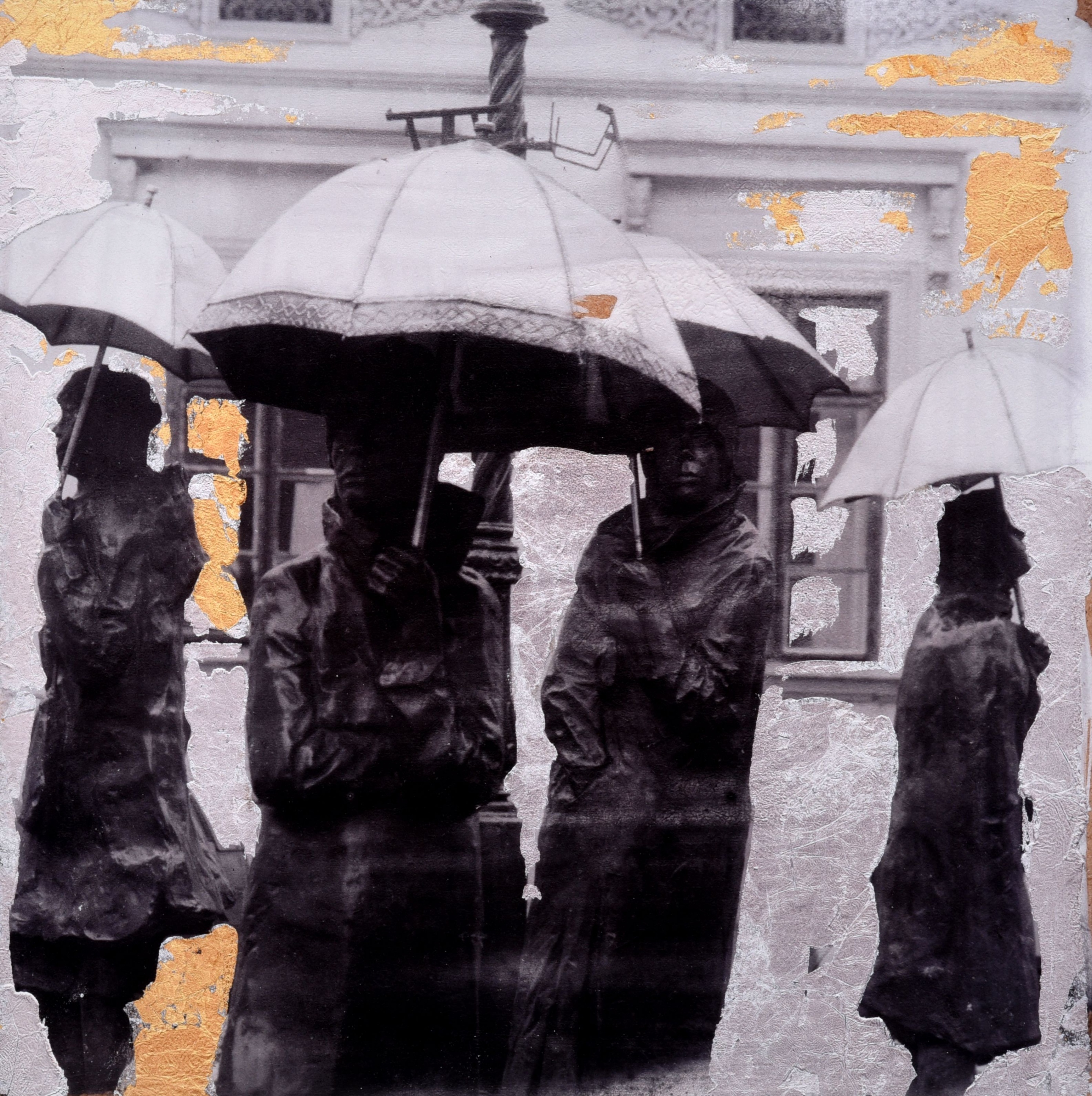 Az "Esernyősök" című szoborcsoportról készített alkotás (Óbudai Múzeum CC BY-NC-SA)