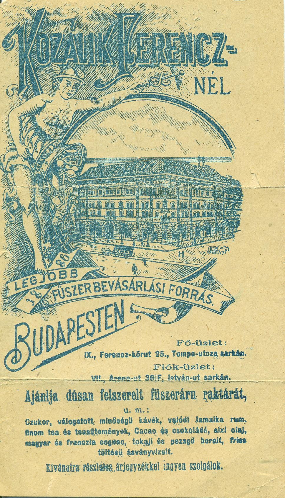 Kozák Ferencz fűszerraktára (Magyar Kereskedelmi és Vendéglátóipari Múzeum CC BY-NC-SA)