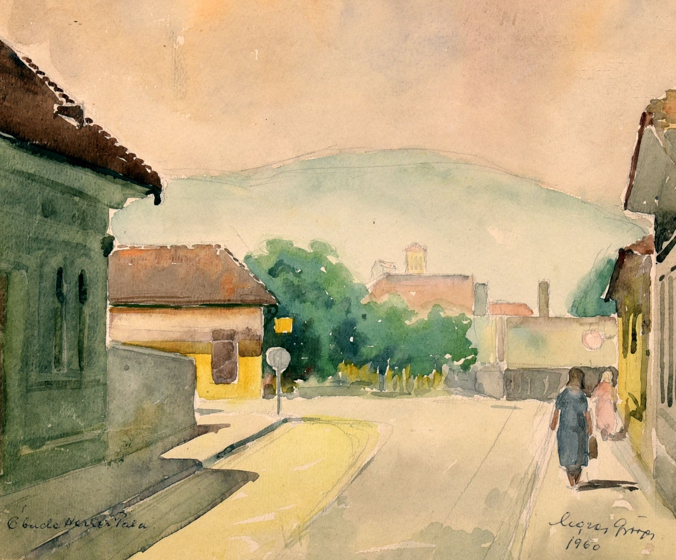 Óbudai utcát ábrázoló festmény (Óbudai Múzeum CC BY-NC-SA)