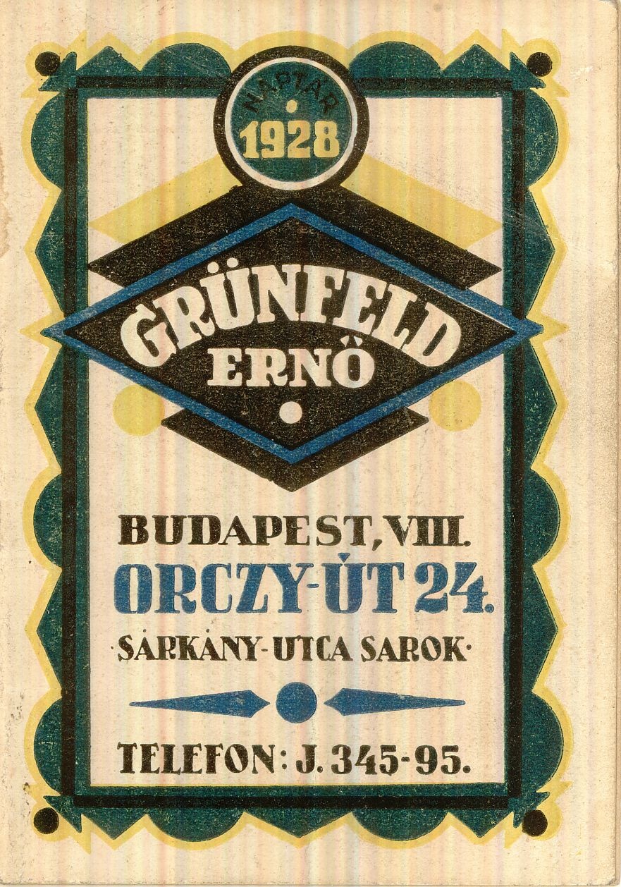Grünfeld Ernő árlap (Magyar Kereskedelmi és Vendéglátóipari Múzeum CC BY-NC-SA)