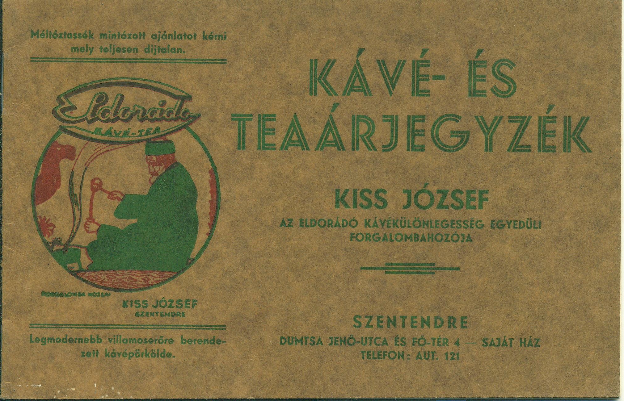 KÁVÉ- ÉS TEAÁRJEGYZÉK (Magyar Kereskedelmi és Vendéglátóipari Múzeum CC BY-NC-SA)