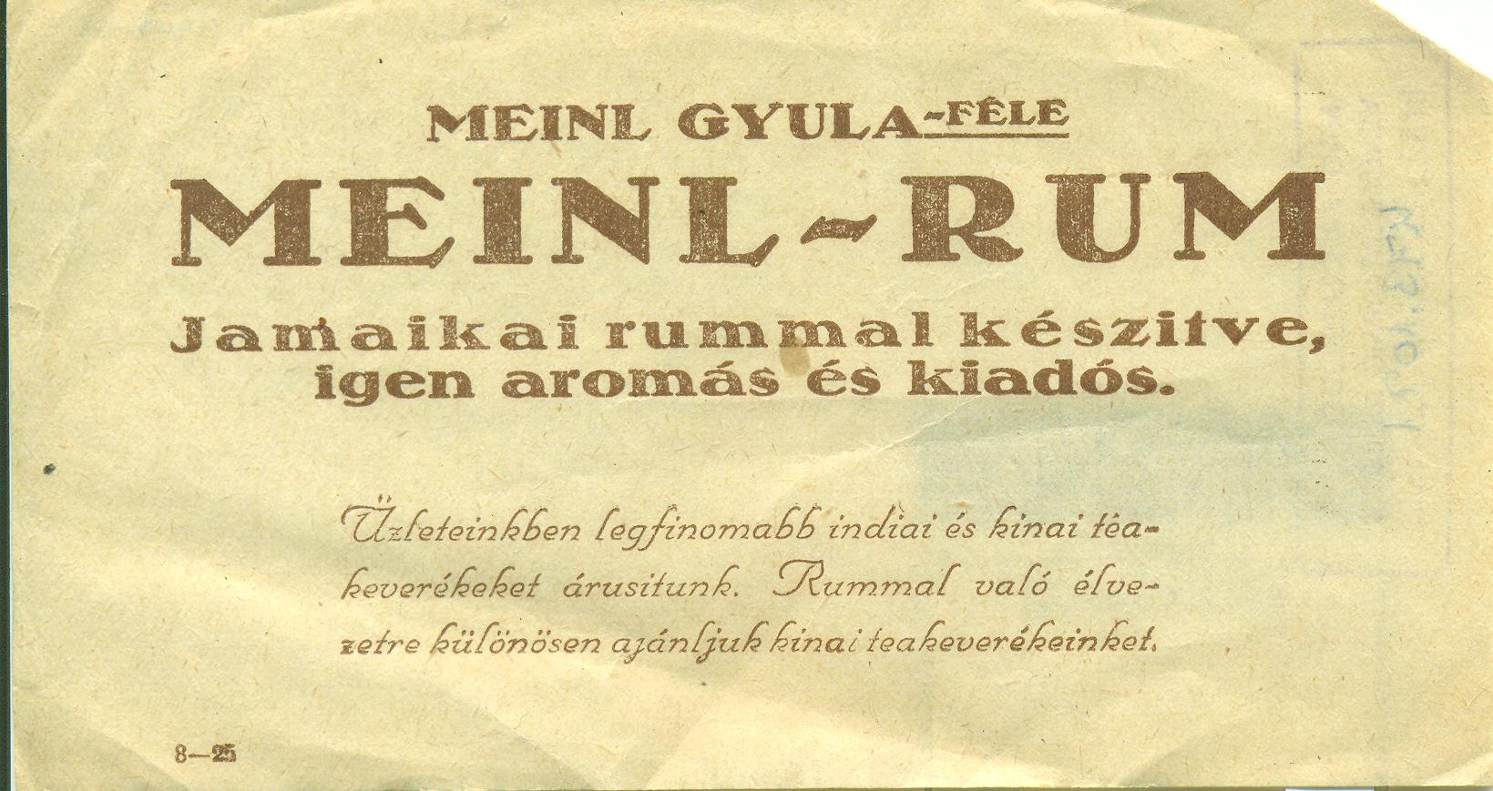 Meinl-Rum (Magyar Kereskedelmi és Vendéglátóipari Múzeum CC BY-NC-SA)