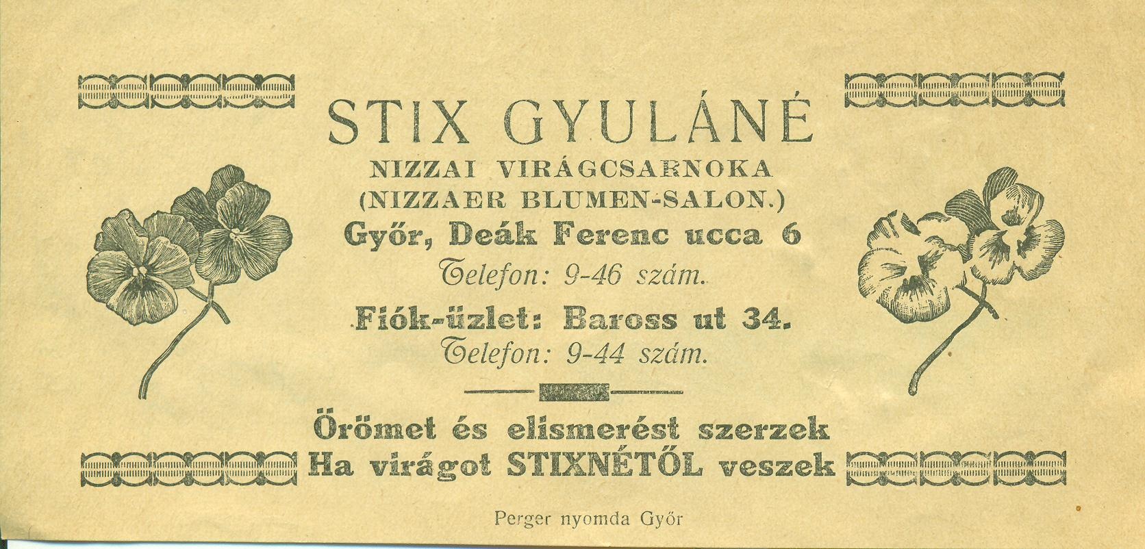 Stix Gyuláné nizzai virágcsarnoka (Magyar Kereskedelmi és Vendéglátóipari Múzeum CC BY-NC-SA)