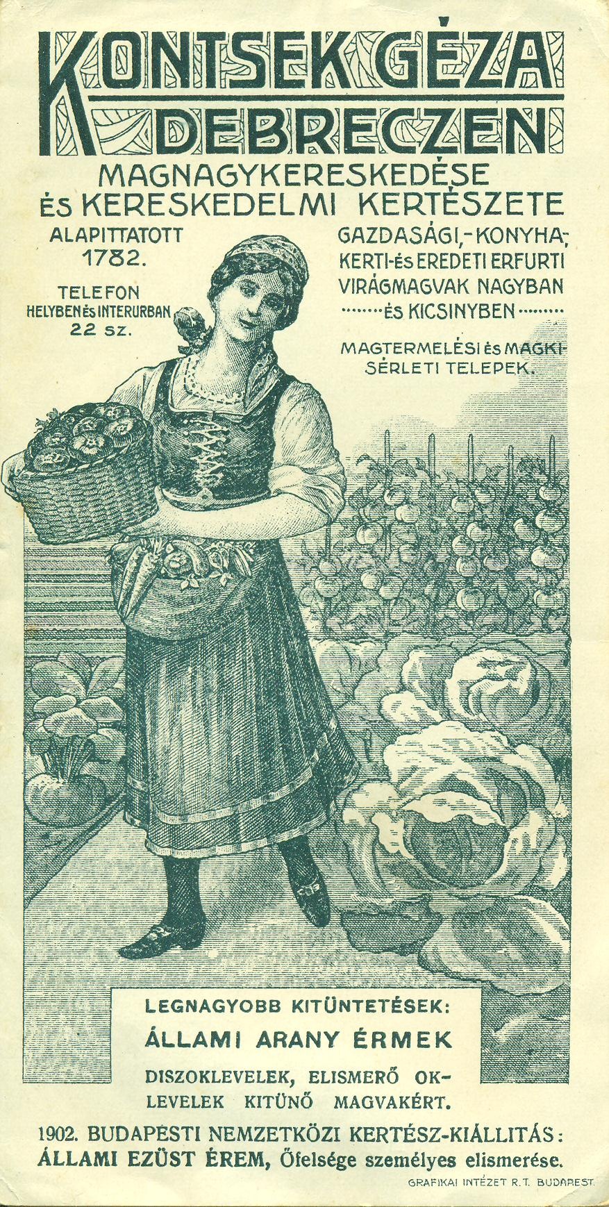 Kontsek Géza magkereskedése és kereskedelmi kertészete (Magyar Kereskedelmi és Vendéglátóipari Múzeum CC BY-NC-SA)