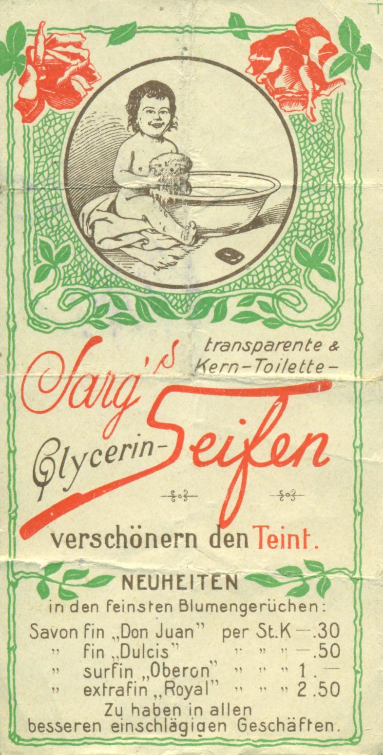 Sarg’s Glycerin-Seifen (Magyar Kereskedelmi és Vendéglátóipari Múzeum CC BY-NC-SA)