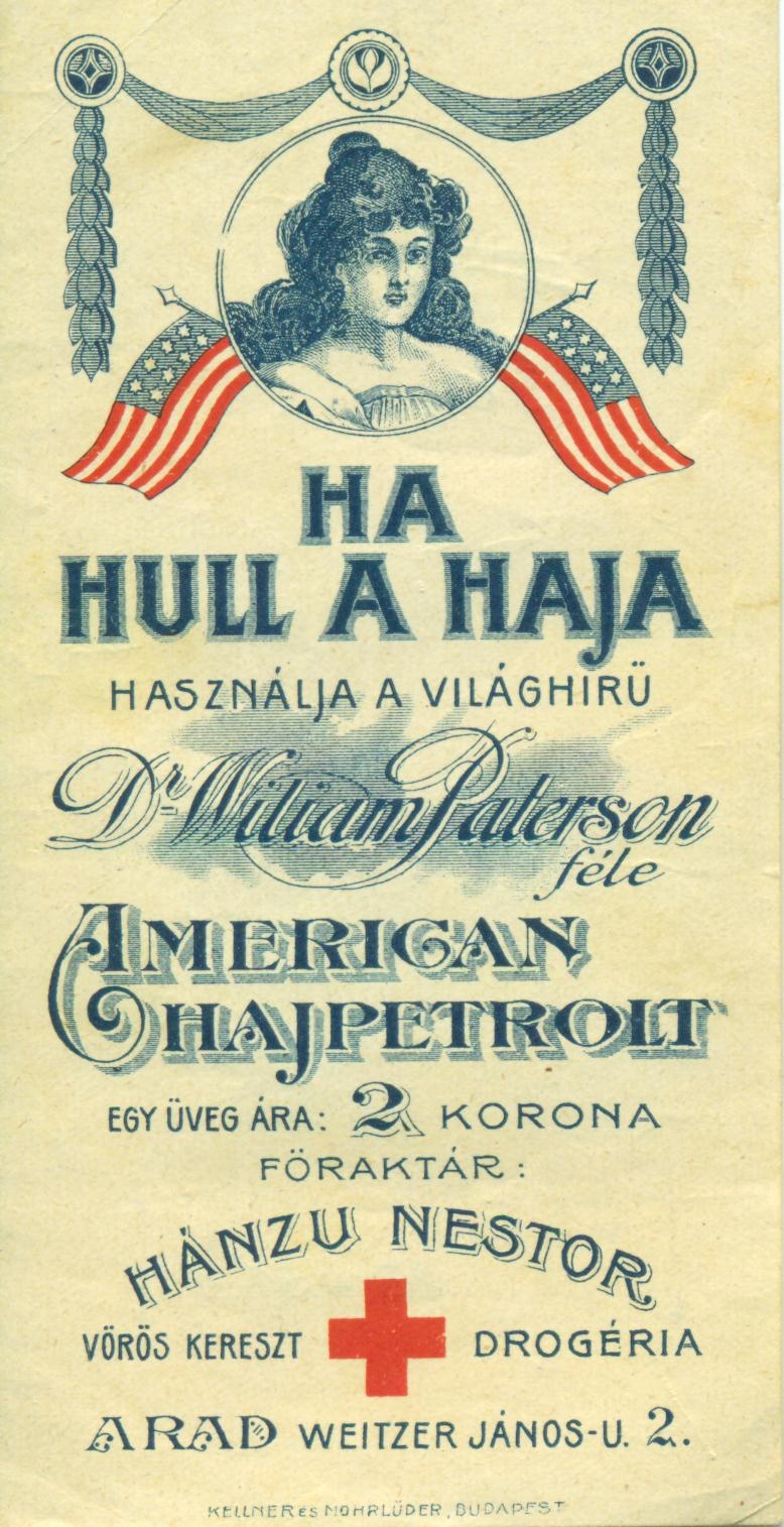 Dr. Wiliam Paterson féle American Hajpetrol (Magyar Kereskedelmi és Vendéglátóipari Múzeum CC BY-NC-SA)