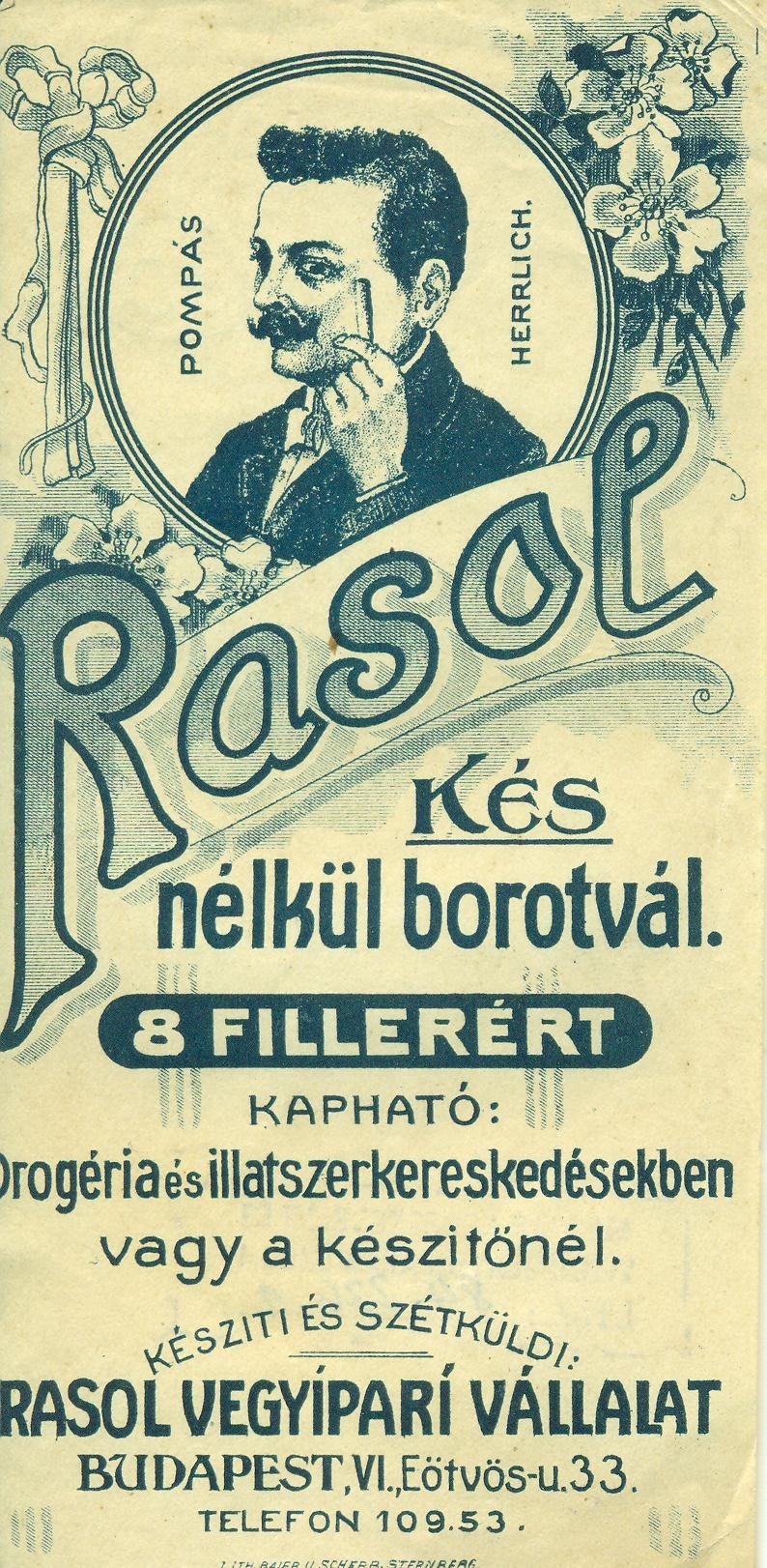 Pompás Henrik Rasol borotvája (Magyar Kereskedelmi és Vendéglátóipari Múzeum CC BY-NC-SA)
