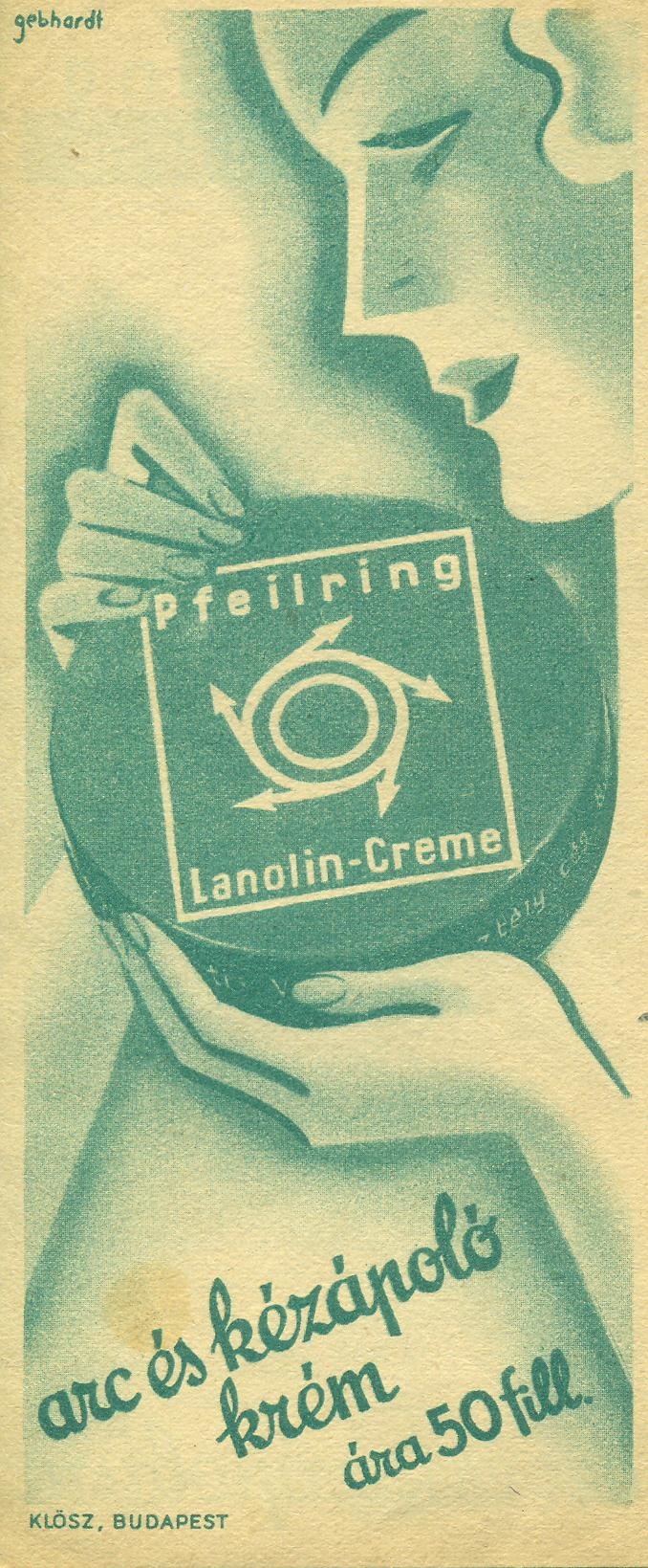 Pfeilring lanolin-Creme (Magyar Kereskedelmi és Vendéglátóipari Múzeum CC BY-NC-SA)