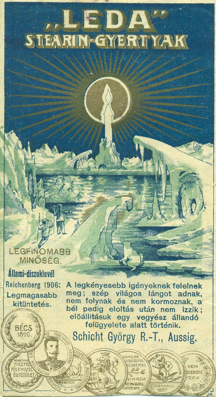 Leda sztearingyertyák (Magyar Kereskedelmi és Vendéglátóipari Múzeum CC BY-NC-SA)