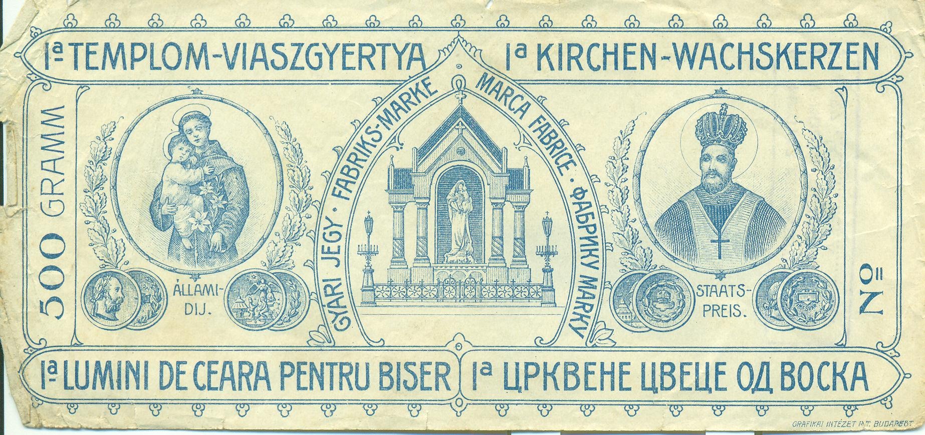 Ia templom-viaszgyertya (Magyar Kereskedelmi és Vendéglátóipari Múzeum CC BY-NC-SA)