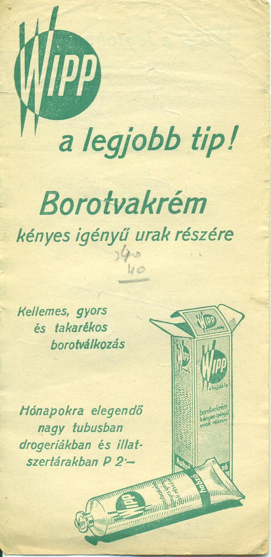 Wipp Borotvakrém (Magyar Kereskedelmi és Vendéglátóipari Múzeum CC BY-NC-SA)