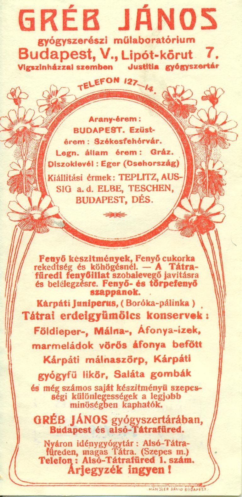 Gréb János gyógyszertára (Magyar Kereskedelmi és Vendéglátóipari Múzeum CC BY-NC-SA)