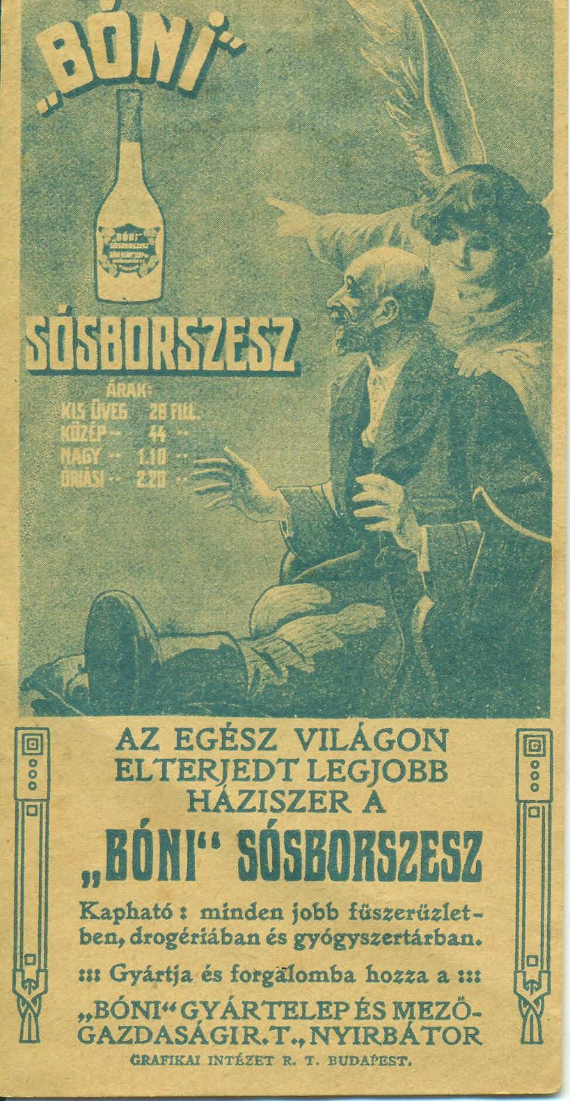 "Bóni" Sósborszesz (Magyar Kereskedelmi és Vendéglátóipari Múzeum CC BY-NC-SA)