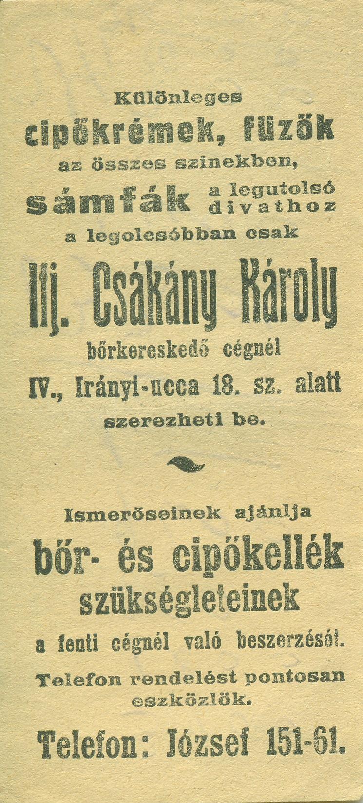 Ifj. Csákány Károly bőrkereskedő (Magyar Kereskedelmi és Vendéglátóipari Múzeum CC BY-NC-SA)