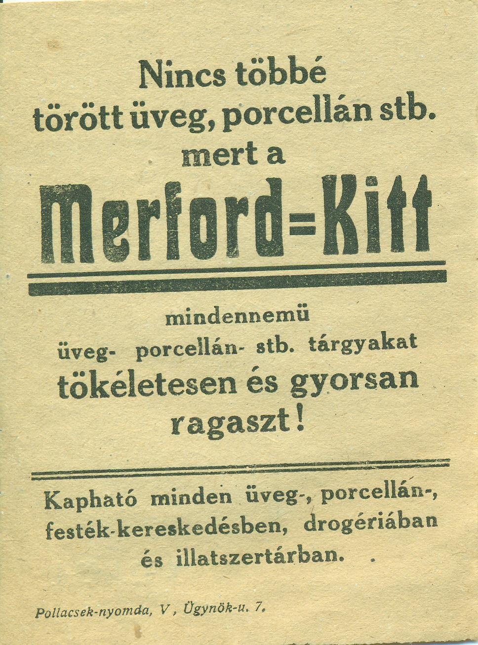 Merford Kitt ragasztó (Magyar Kereskedelmi és Vendéglátóipari Múzeum CC BY-NC-SA)