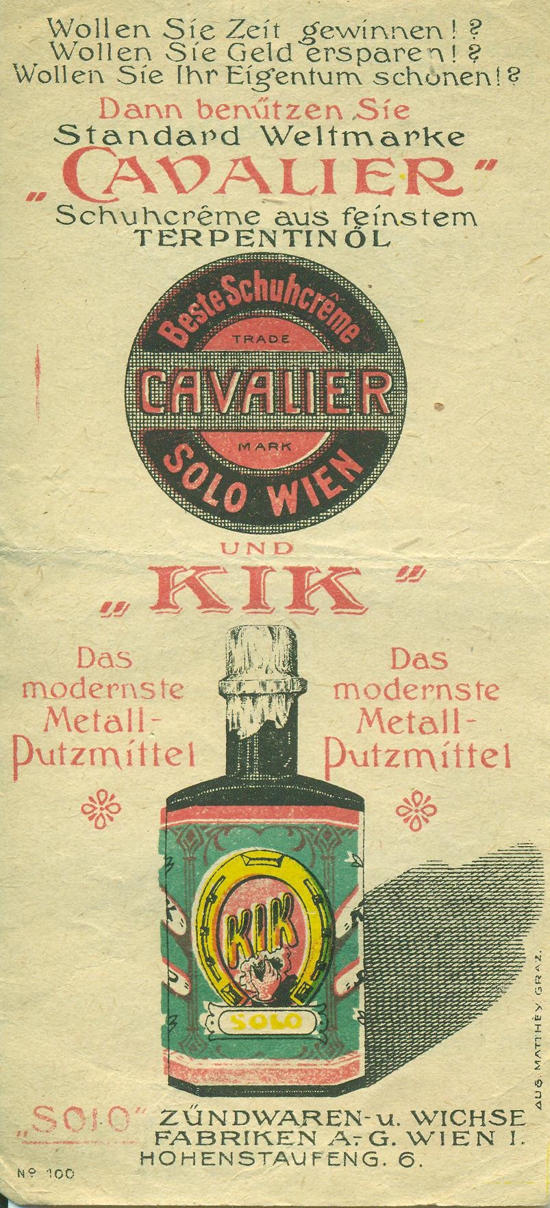 Cavalier Schuhcréme und KIK Metall-Putzmittel (Magyar Kereskedelmi és Vendéglátóipari Múzeum CC BY-NC-SA)