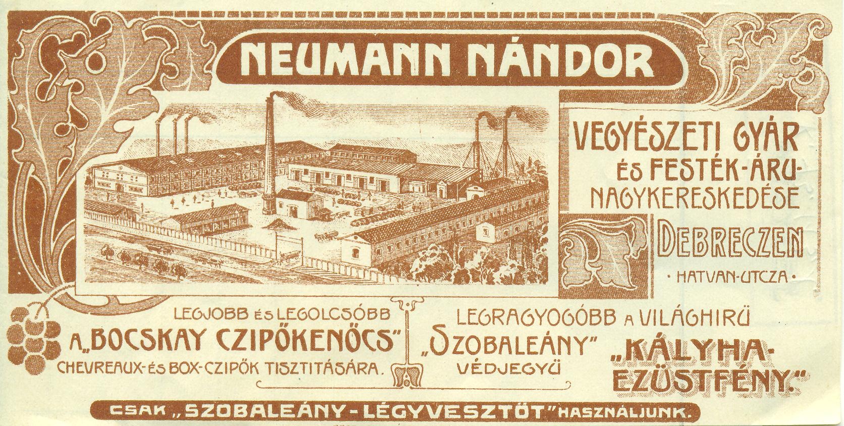 Neumann Nándor Vegyészeti Gyár és Festék-áru Nagykereskedése (Magyar Kereskedelmi és Vendéglátóipari Múzeum CC BY-NC-SA)