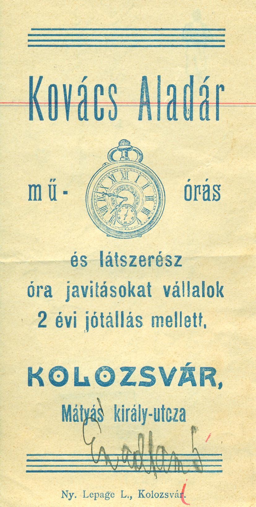 Kovács Aladár műórás és látszerész (Magyar Kereskedelmi és Vendéglátóipari Múzeum CC BY-NC-SA)