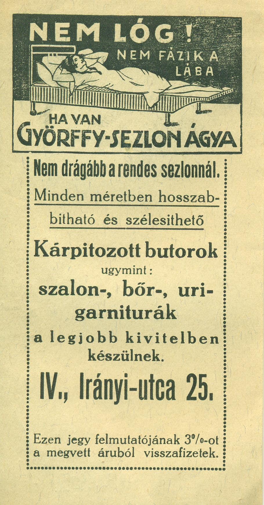 GYŐRFFY-SEZLONÁGY -kárpitozott butorok (Magyar Kereskedelmi és Vendéglátóipari Múzeum CC BY-NC-SA)