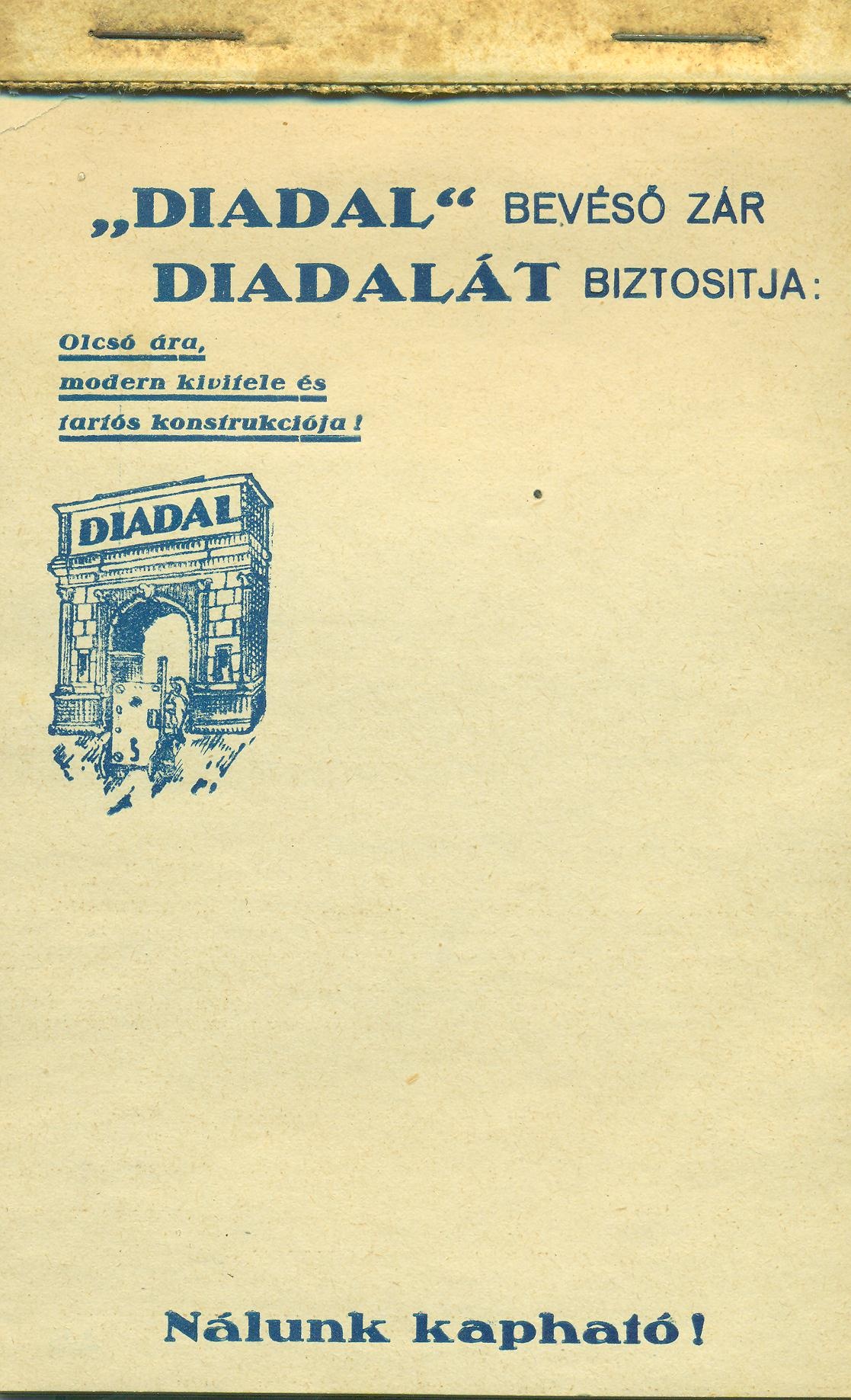 "DIADAL"  BEVÉSŐ ZÁR (Magyar Kereskedelmi és Vendéglátóipari Múzeum CC BY-NC-SA)
