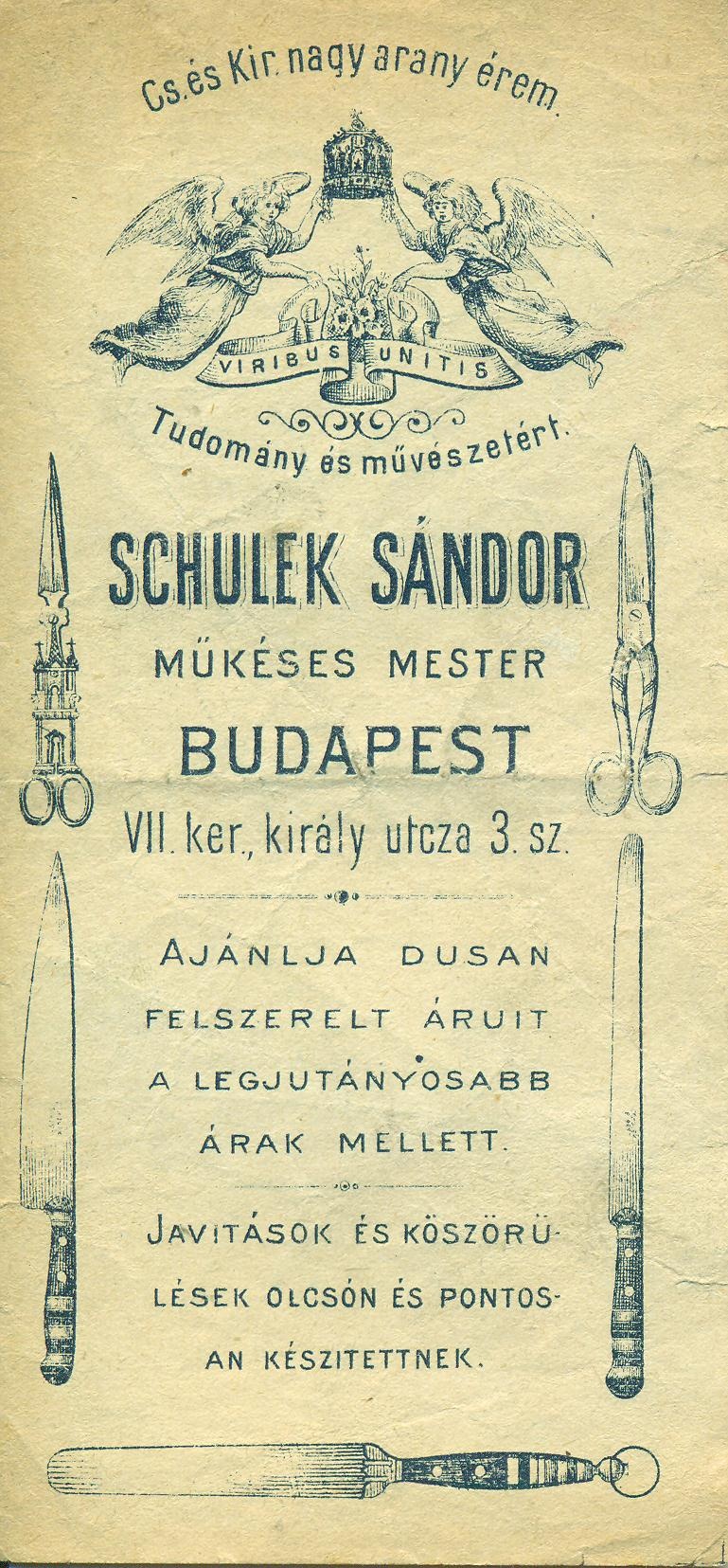 SCHULEK SÁNDOR MŰKÉSES MESTER (Magyar Kereskedelmi és Vendéglátóipari Múzeum CC BY-NC-SA)