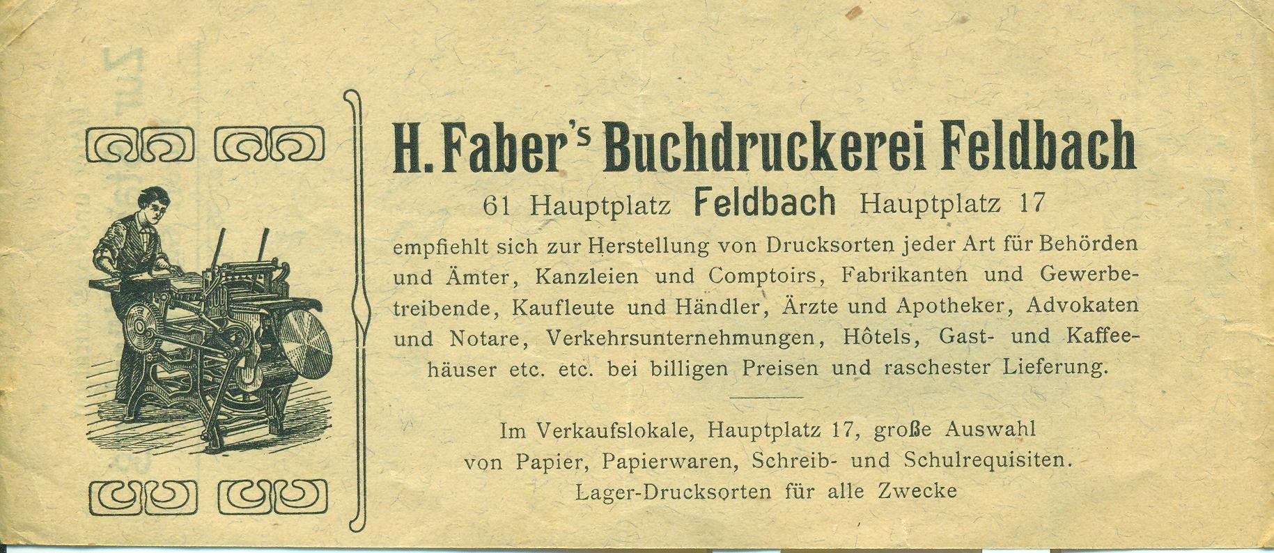 H. Faber’s Buchdruckerei Feldbach (Magyar Kereskedelmi és Vendéglátóipari Múzeum CC BY-NC-SA)