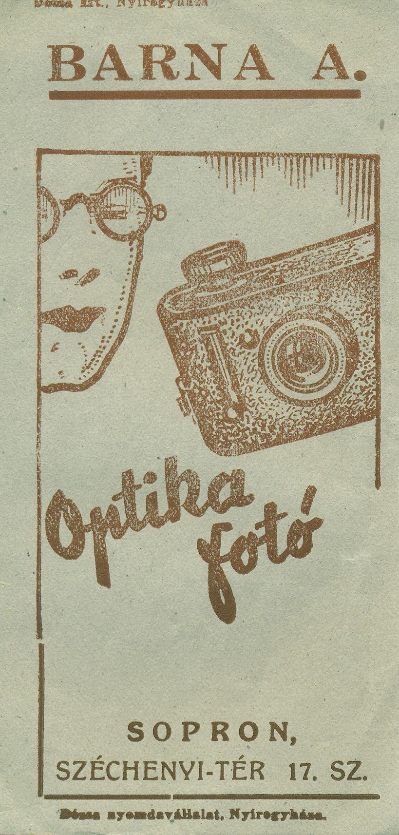 BARNA A. Optika, fotó (Magyar Kereskedelmi és Vendéglátóipari Múzeum CC BY-NC-SA)