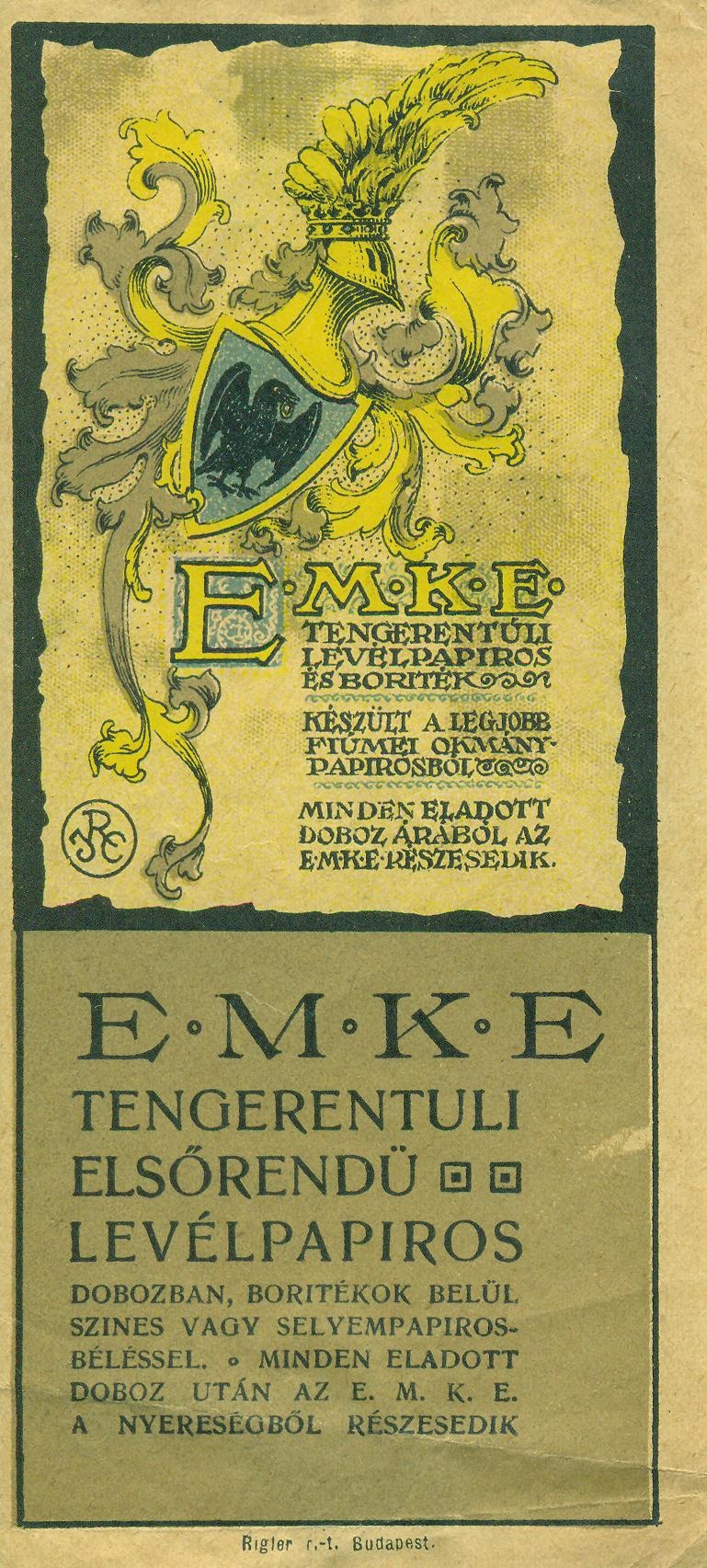 E.M.K.E TENGERENTÚLI LEVÉLPAPIROS ÉS BORÍTÉK (Magyar Kereskedelmi és Vendéglátóipari Múzeum CC BY-NC-SA)
