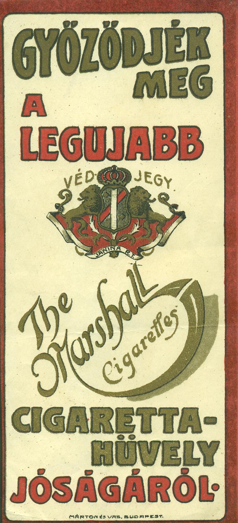 The Marshall cigarettes (Magyar Kereskedelmi és Vendéglátóipari Múzeum CC BY-NC-SA)