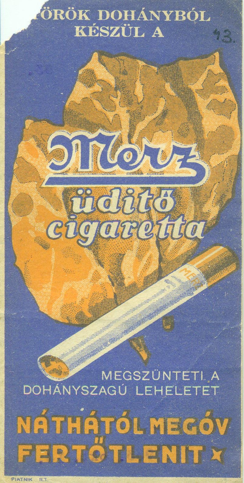 Merz üditő cigaretta (Magyar Kereskedelmi és Vendéglátóipari Múzeum CC BY-NC-SA)