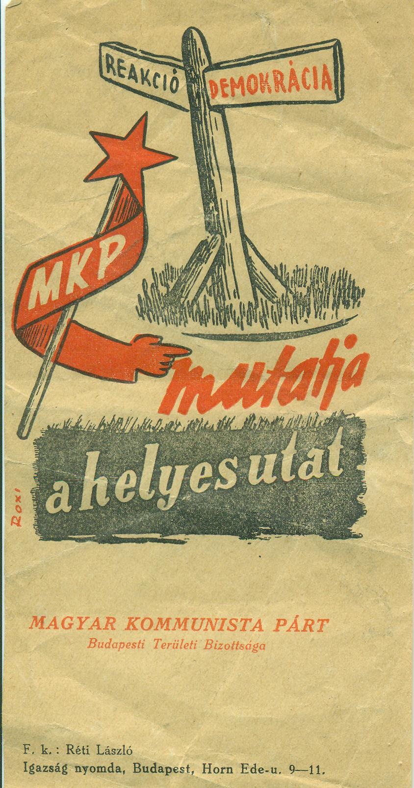 Magyar Kommunista Párt (Magyar Kereskedelmi és Vendéglátóipari Múzeum CC BY-NC-SA)