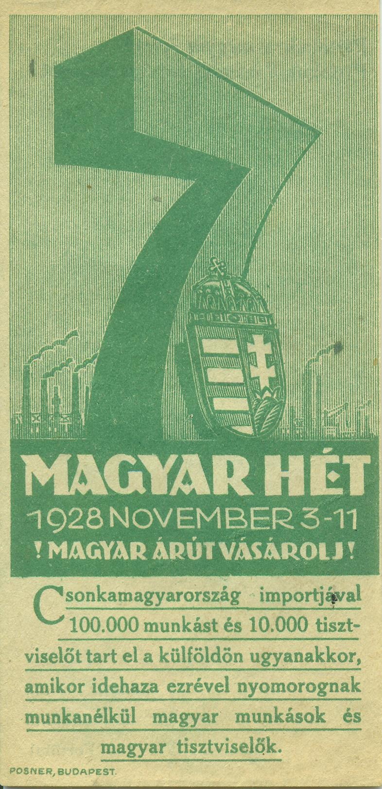 Magyar Hét 1928. november 3-11. (Magyar Kereskedelmi és Vendéglátóipari Múzeum CC BY-NC-SA)