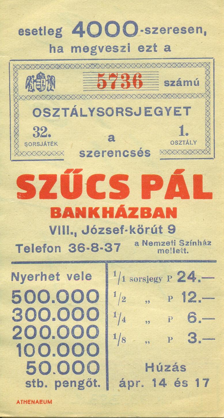 SZŰCS PÁL BANKHÁZ (Magyar Kereskedelmi és Vendéglátóipari Múzeum CC BY-NC-SA)
