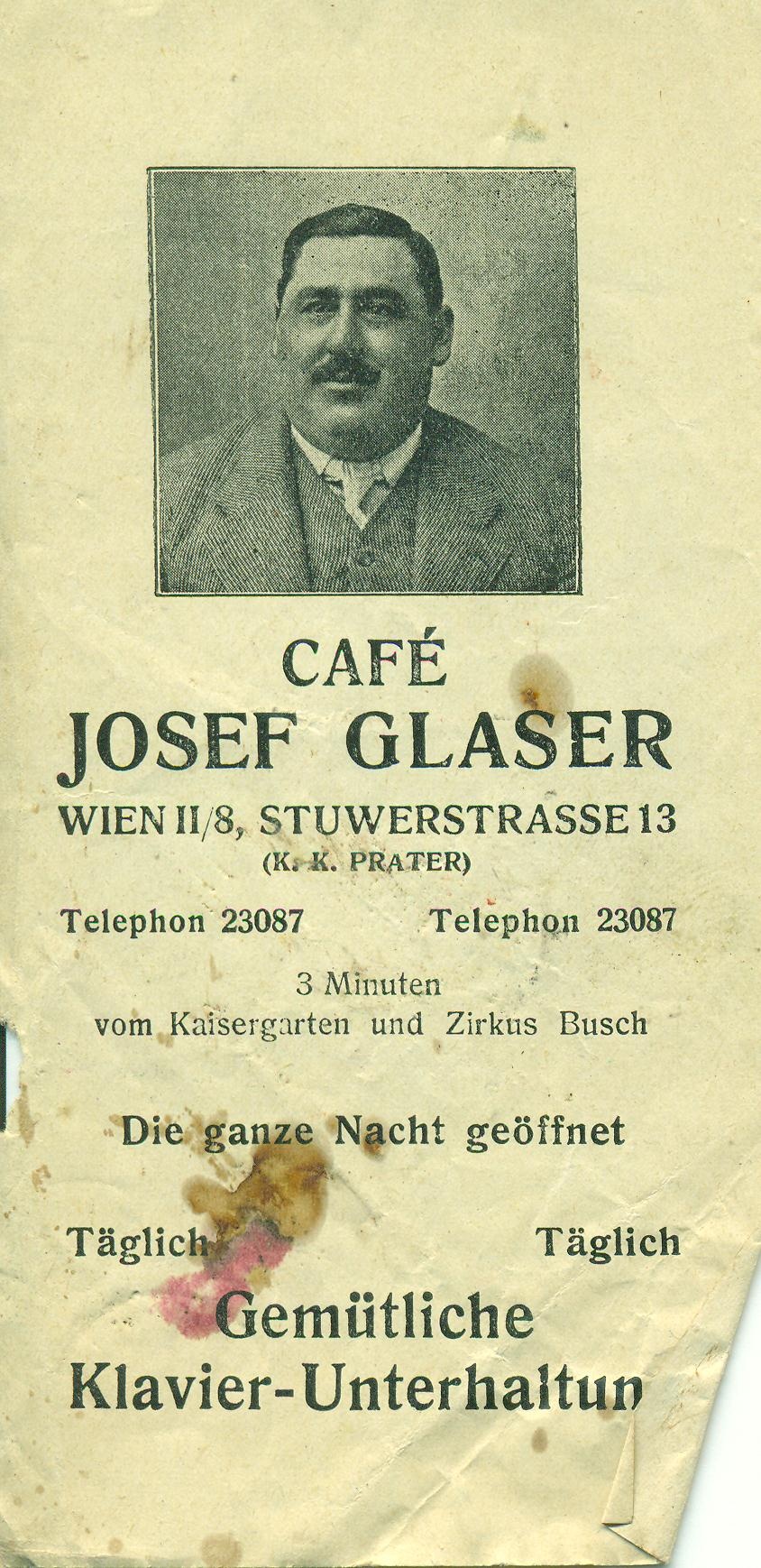 CAFÉ JOSEF GLASER WIEN (Magyar Kereskedelmi és Vendéglátóipari Múzeum CC BY-NC-SA)