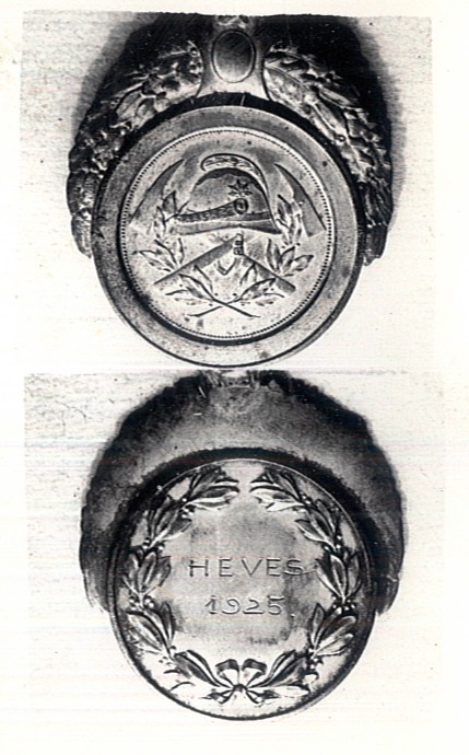 A Hevesi járás Tűzoltó Versenyének emlékérme 1925 (Katasztrófavédelem Központi Múzeuma CC BY-NC-SA)