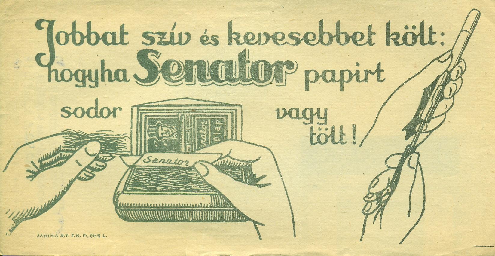 Senator papir (Magyar Kereskedelmi és Vendéglátóipari Múzeum CC BY-NC-SA)