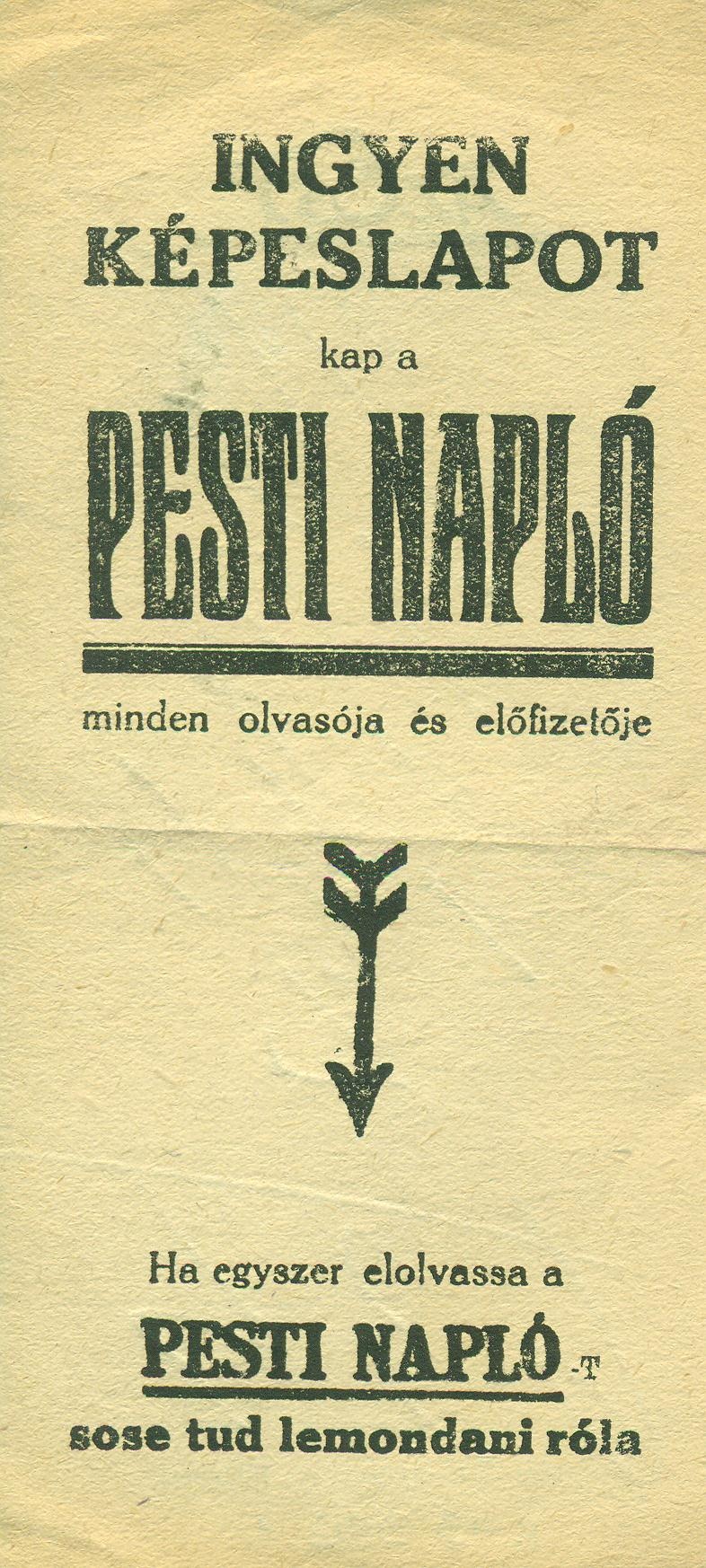 PESTI NAPLÓ (Magyar Kereskedelmi és Vendéglátóipari Múzeum CC BY-NC-SA)