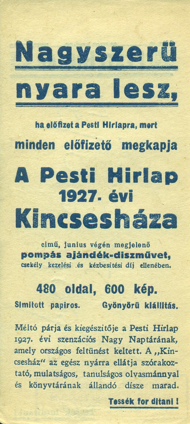PESTI HÍRLAP (Magyar Kereskedelmi és Vendéglátóipari Múzeum CC BY-NC-SA)