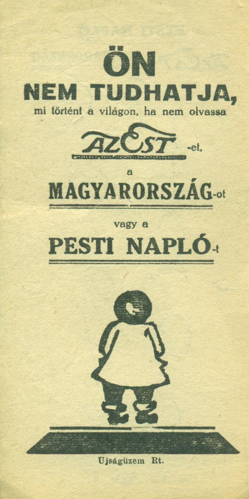 PESTI NAPLÓ /AZ EST/ MAGYARORSZÁG (Magyar Kereskedelmi és Vendéglátóipari Múzeum CC BY-NC-SA)