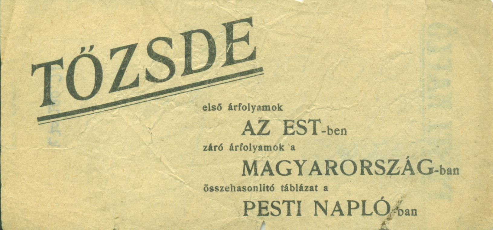 PESTI NAPLÓ /AZ EST/ MAGYARORSZÁG (Magyar Kereskedelmi és Vendéglátóipari Múzeum CC BY-NC-SA)