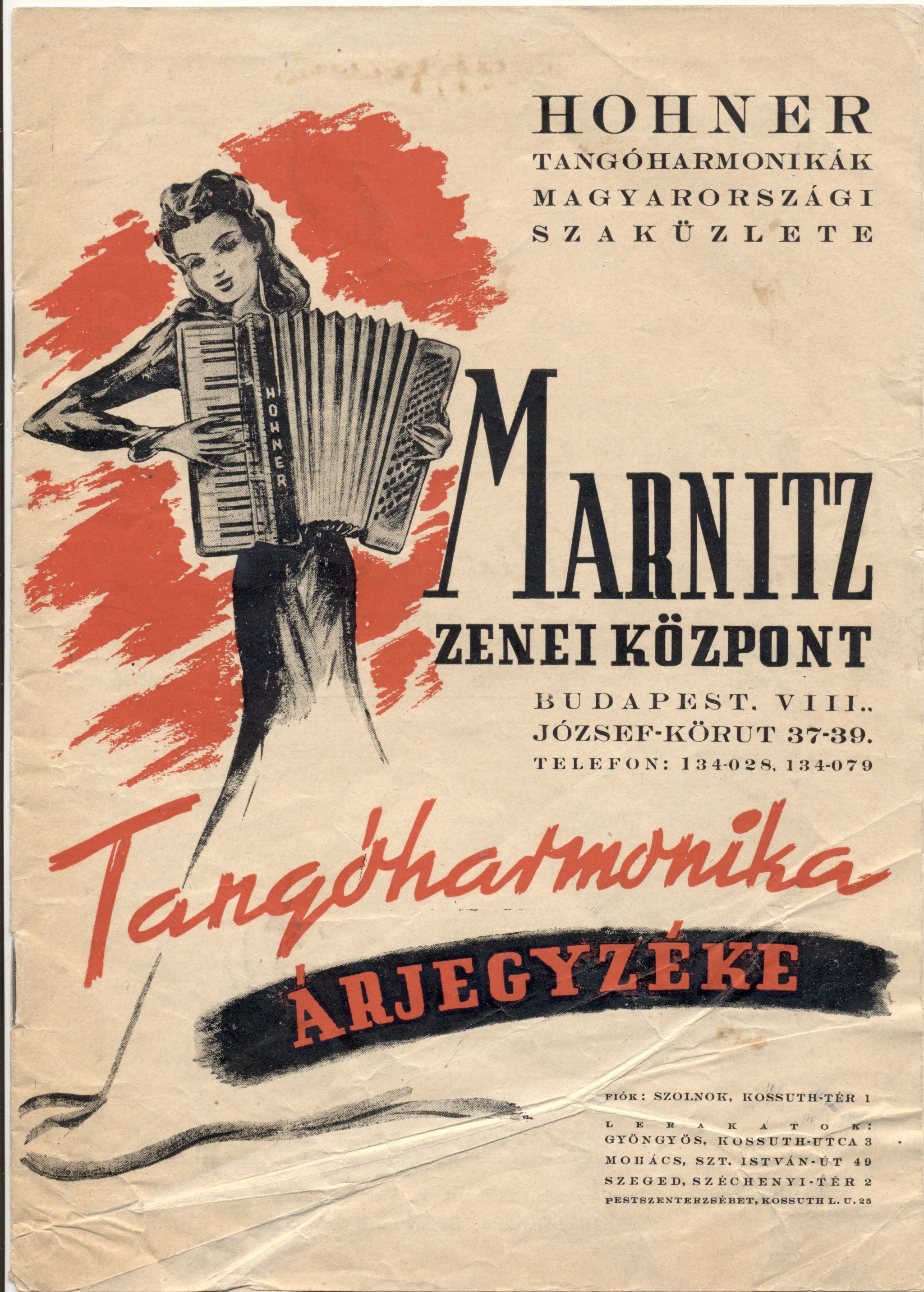 Marnitz tangóharmonika árjegyzék (Magyar Kereskedelmi és Vendéglátóipari Múzeum CC BY-NC-SA)