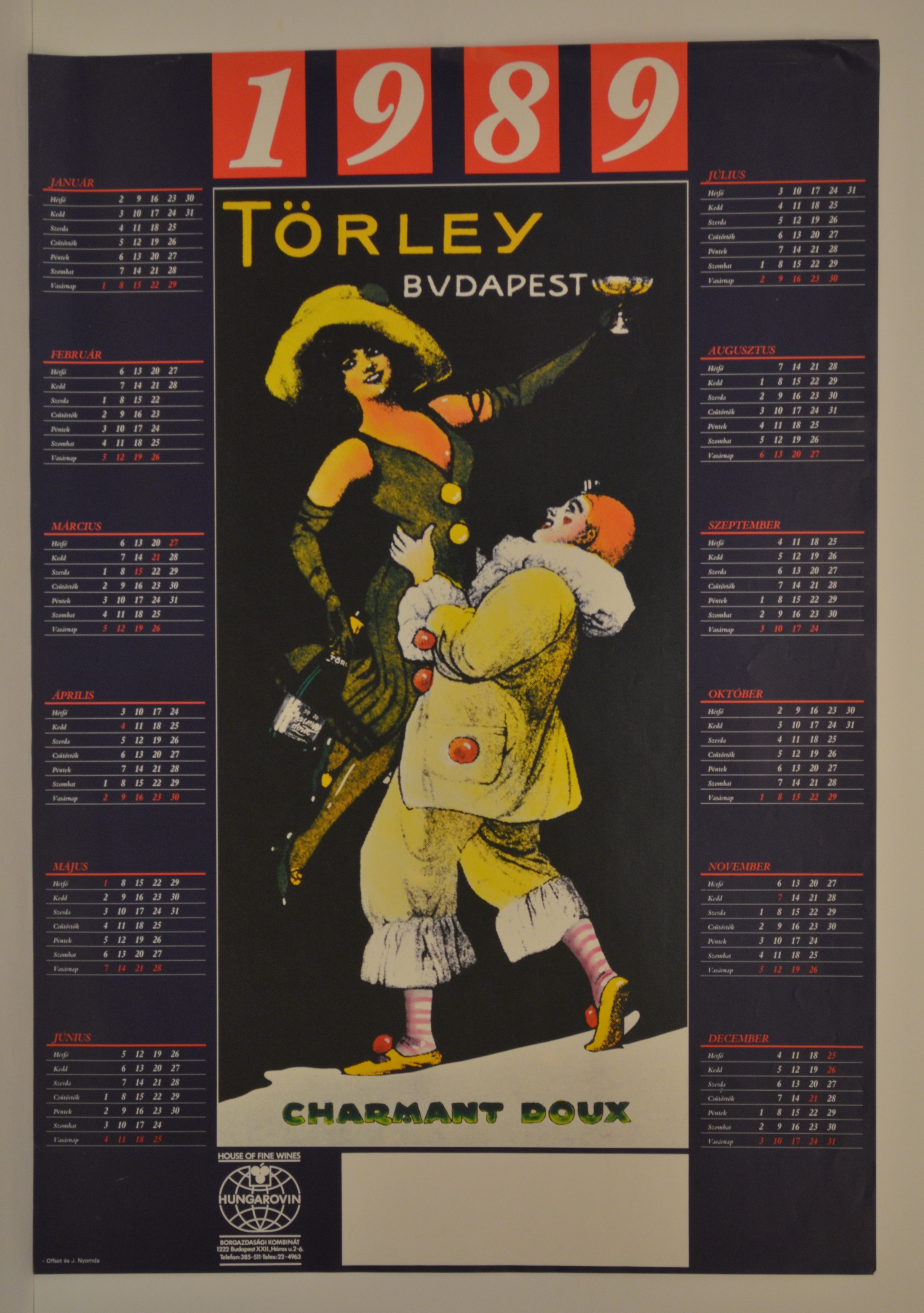 Törley Pezsgőpincészet plakátnaptára (Magyar Kereskedelmi és Vendéglátóipari Múzeum CC BY-NC-SA)