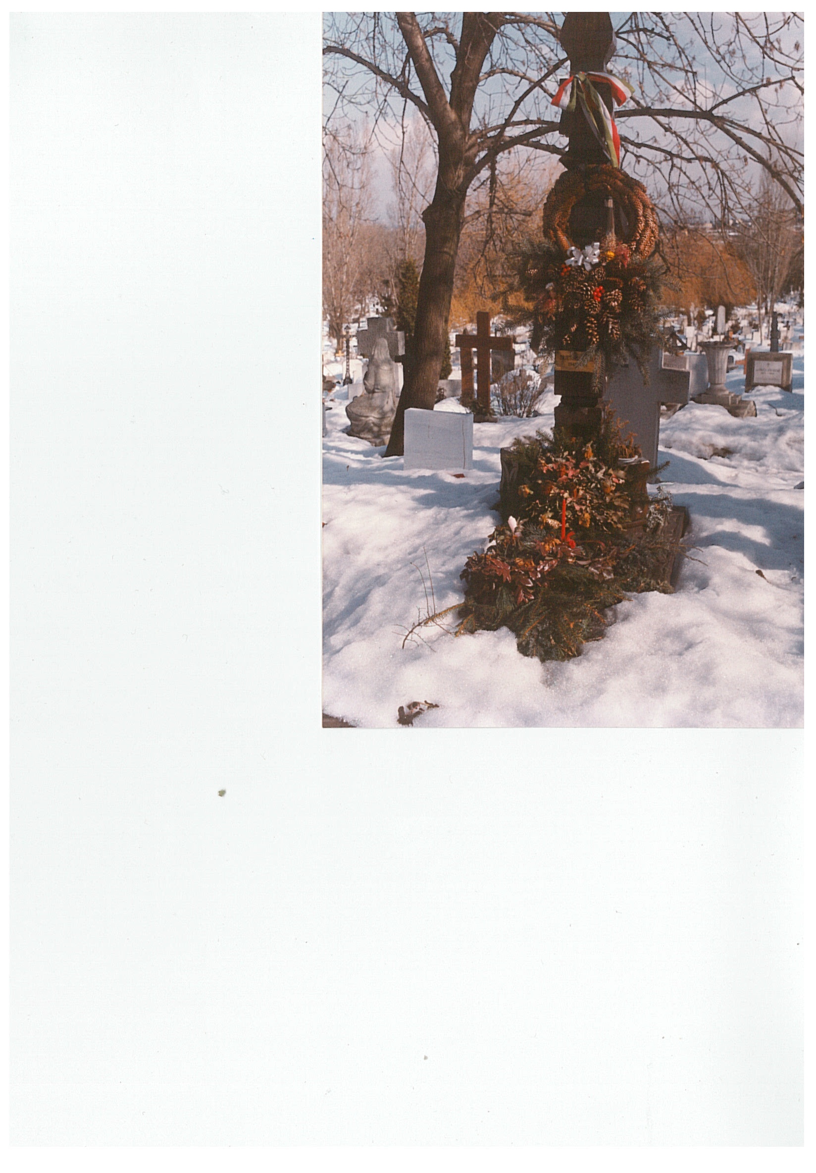 Temetői képek: fejfa hóval borítva (Nemzeti Örökség Intézete – Kegyeleti Múzeum CC BY-NC-SA)