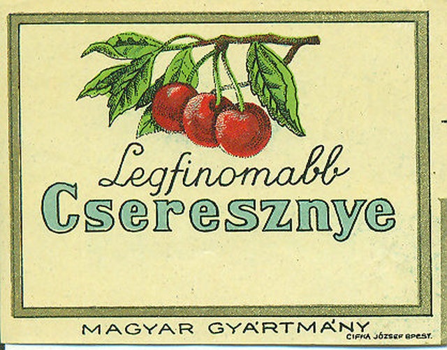 Italcímke, Legfinomabb cseresznye (Magyar Kereskedelmi és Vendéglátóipari Múzeum CC BY-NC-SA)