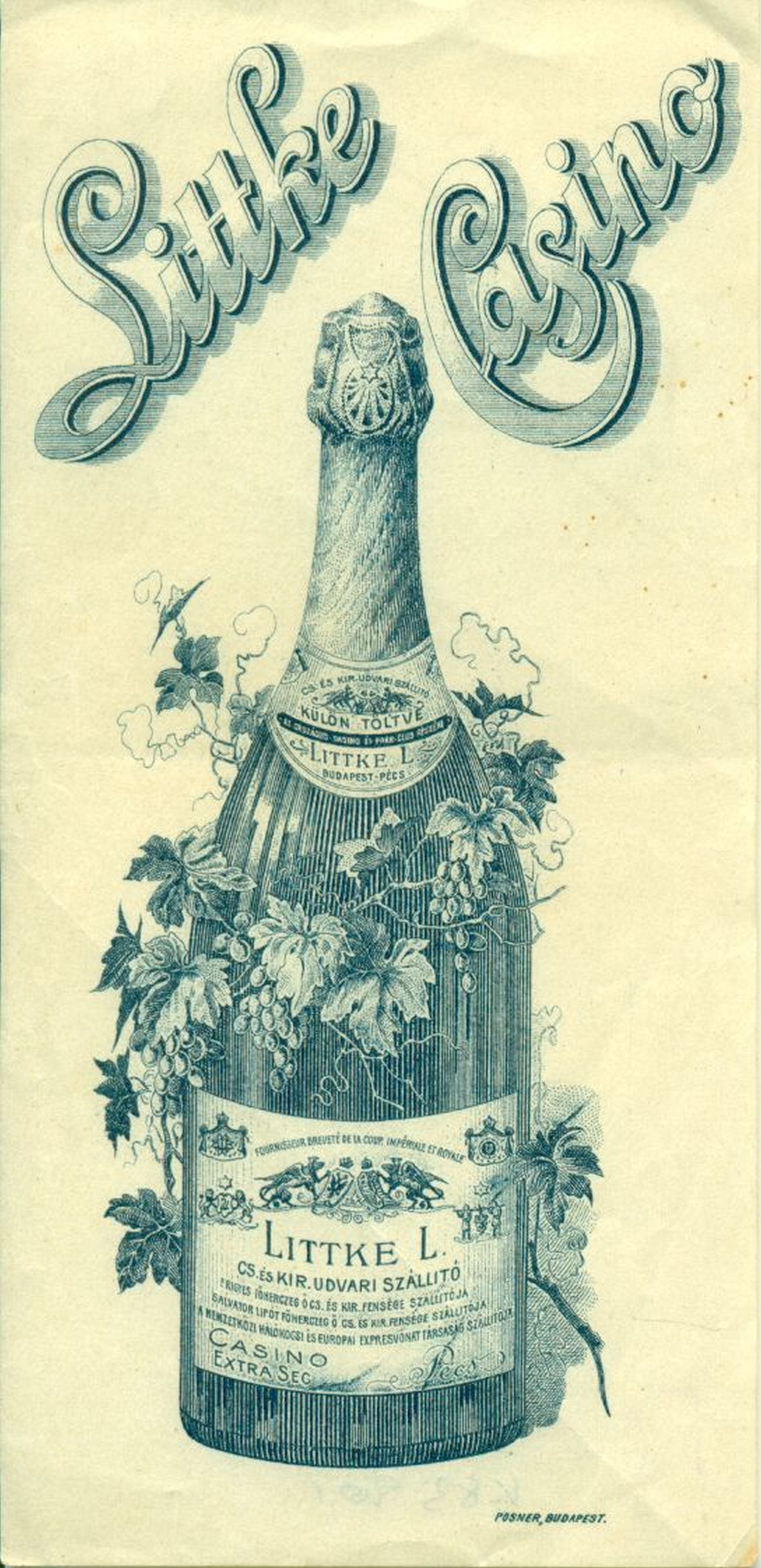 Littke Pezsgő számolócédula (Magyar Kereskedelmi és Vendéglátóipari Múzeum CC BY-NC-SA)