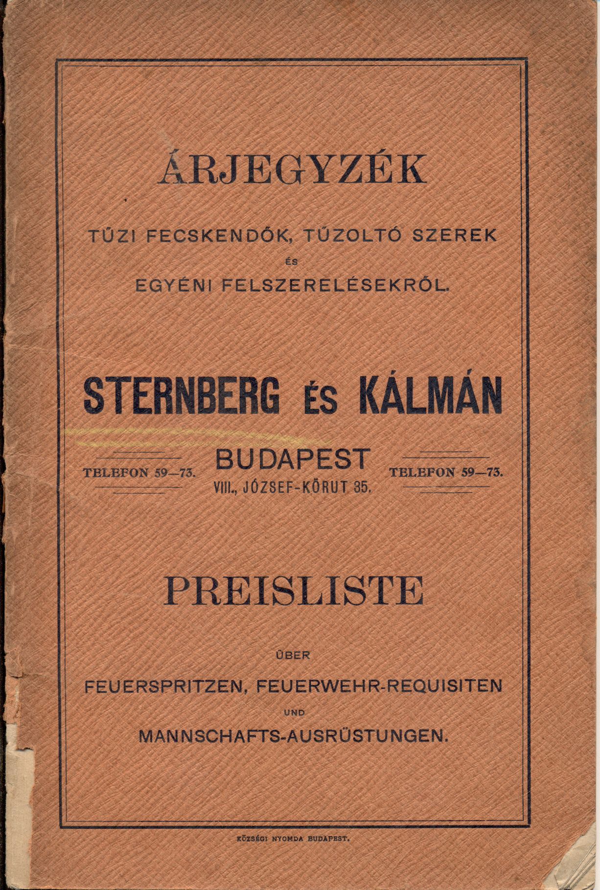 Sternberg és Kálmán árjegyzék (Magyar Kereskedelmi és Vendéglátóipari Múzeum CC BY-NC-SA)