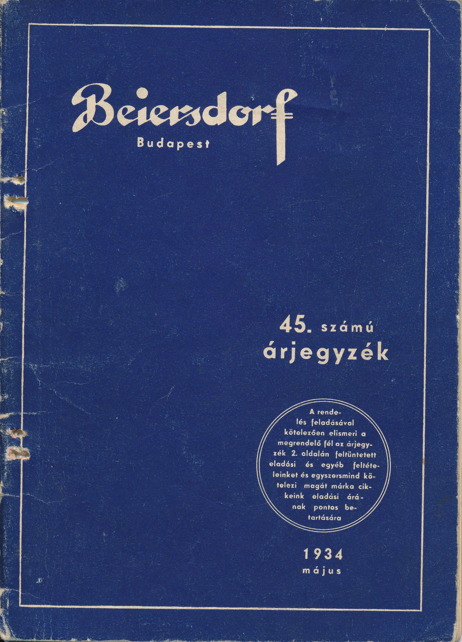 Beiersdorf árjegyzék (Magyar Kereskedelmi és Vendéglátóipari Múzeum CC BY-NC-SA)