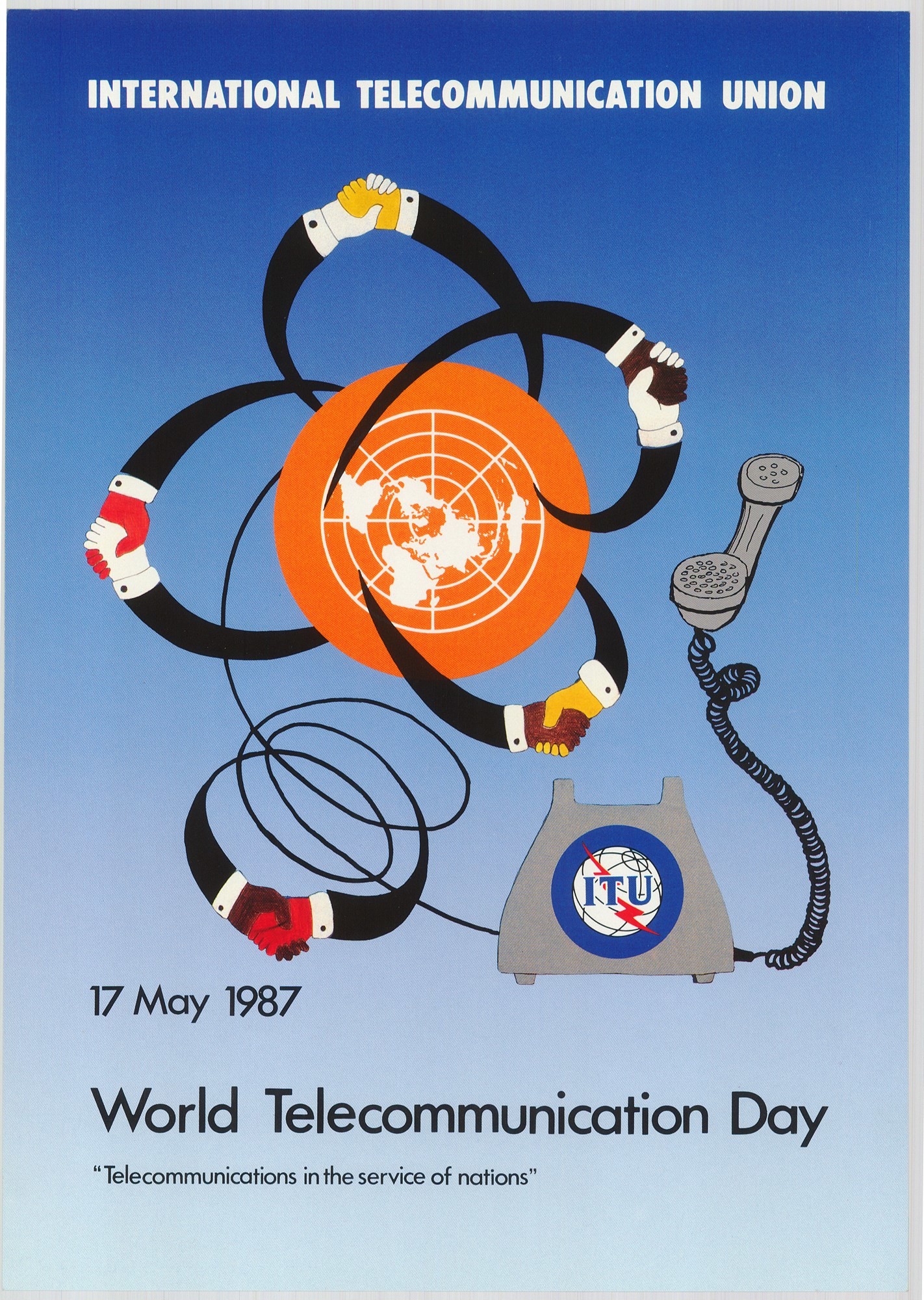 Grafikai plakát - Nemzetközi Távközlési Világnap, 1987 (Postamúzeum CC BY-NC-SA)