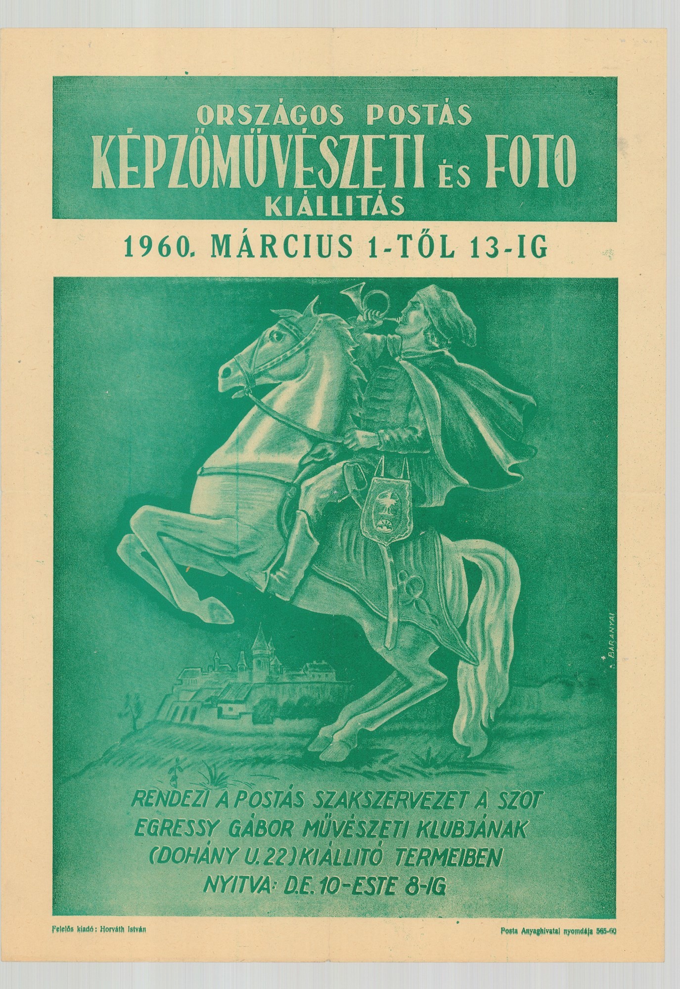 Grafikai plakát - Országos Postás Képzőművészeti és Fotó kiállítás, 1960 (Postamúzeum CC BY-NC-SA)